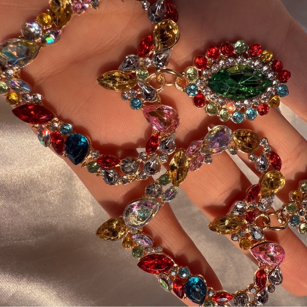Multicolor Gemstone Statement Earrings - Picture 10 of 10